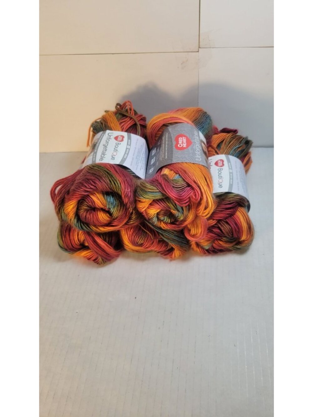 5 Skeins Red Heart Unforgettable Worsted Acrylic Weight Yarn in Sunrise